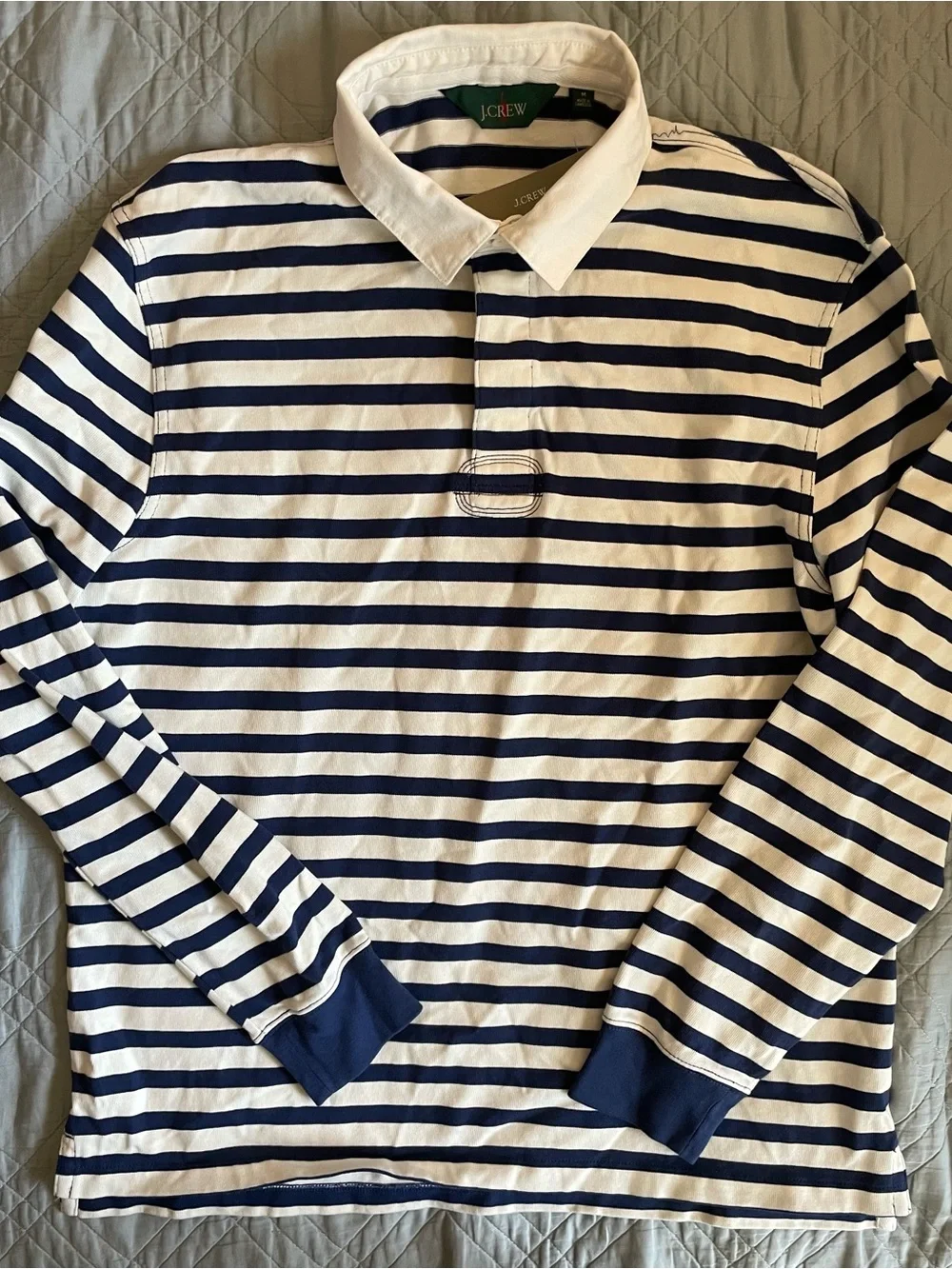 J. CREW Rugby shirt in stripe Blue (Multi) Size M NWD $118 СТ748